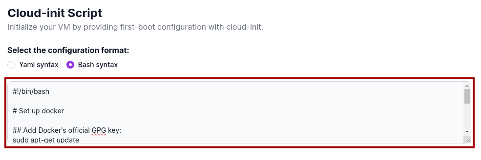 Cloud-init field