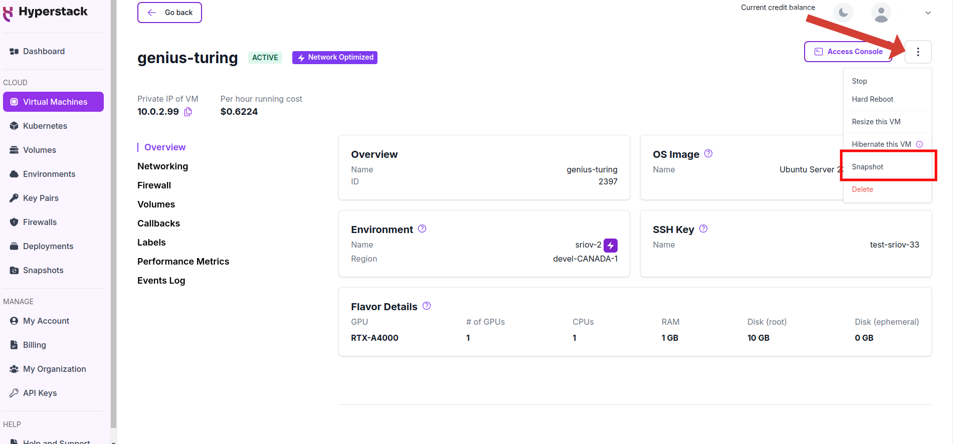 Hyperstack VM state modification UI